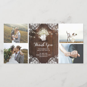 Rustikale Maurer-Glas-Gipskraut-Hochzeit danken Dankeskarte