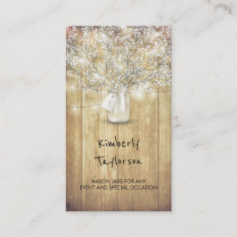 Rustikale Maurer-Glas-Gipskraut-Schnur beleuchtet Visitenkarte