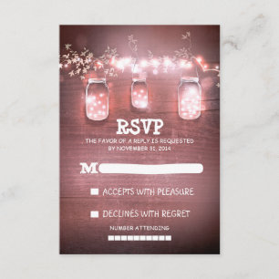 rustikale Maurergläser reihen die Lichter auf, die RSVP Karte