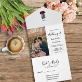 Rustikale Maurerjar mit Monogramm Foto Hochzeit All In One Einladung