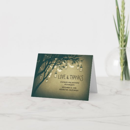 Rustikale Maurerkirschen und blinkende Lichter dan Dankeskarte (Vorderseite)