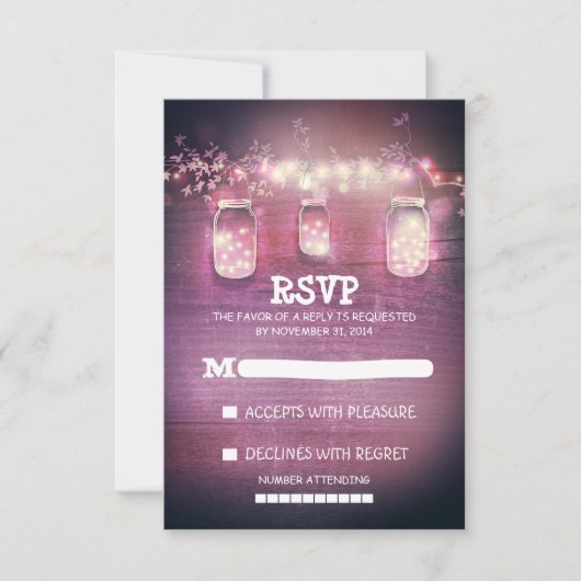 rustikale Maurerkrüge Lichter Hochzeit RSVP-Karten RSVP Karte (Vorderseite)