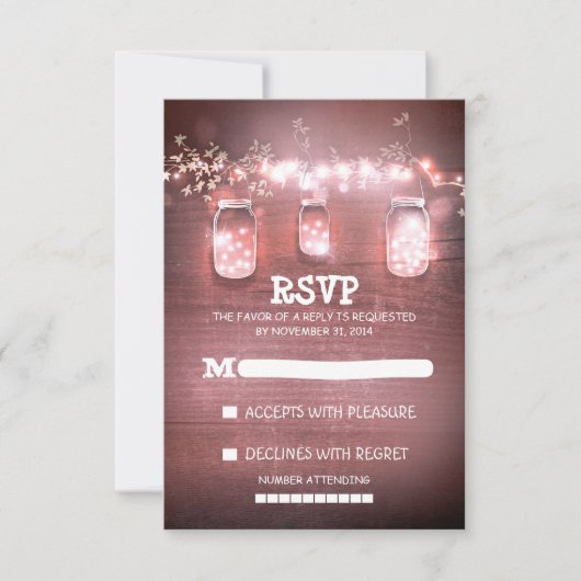 rustikale Maurerkrüge Lichter Hochzeit RSVP-Karten RSVP Karte (Vorderseite)