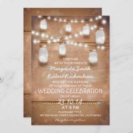 rustikale Maurerkrüge und leichte Einladungen für (Vorne/Hinten)