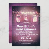 rustikale Maurerkrüge und Lichter Hochzeitseinladu Einladung (Vorne/Hinten)