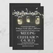 rustikale Maurerkrüge und Lichter Hochzeitseinladu Einladung (Vorne/Hinten)