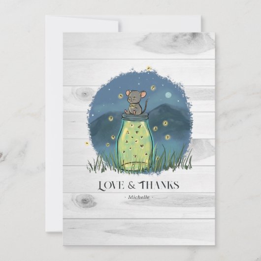 Rustikale Maus Firefly Mason Jar Dankeskarte (Vorderseite)