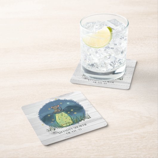 Rustikale Maus Firefly Mason Jar Rechteckiger Pappuntersetzer (Vor Ort)