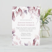 Rustikale Mauve Pink Botanische Hochzeit Einladung (Stehend Vorderseite)