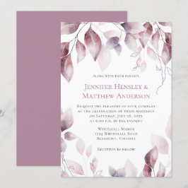 Rustikale Mauve Pink Botanische Hochzeit Einladung