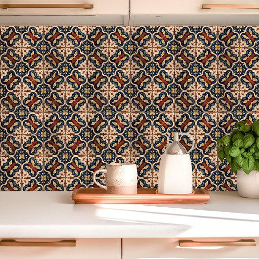 Rustikale mediterrane Flora und Fauna Fliese