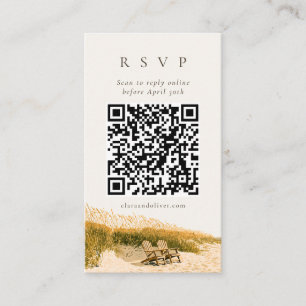Rustikale Meergras-QR-Code-Golfküste-RSVP-Karte Begleitkarte