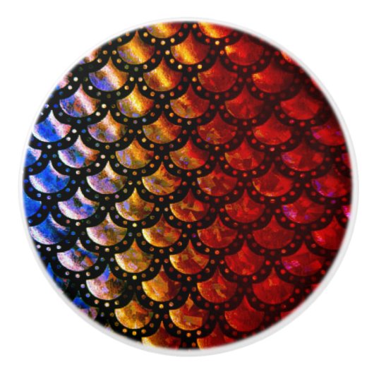 Rustikale Meerjungenskala Keramikknauf (Vorderseite)