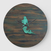 Rustikale Meerjungfrau (Aquamarin) Große Wanduhr (Vorderseite)