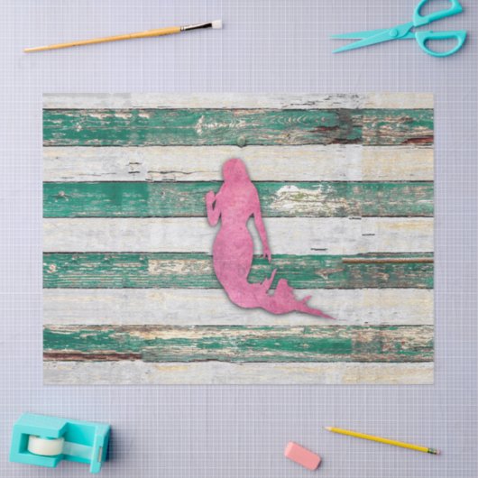 Rustikale Meerjungfrau (Rosa u. Grün) Seidenpapier (Basteln)