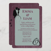 Rustikale Mehrfarbige Silhouette-Hochzeit Einladung (Vorne/Hinten)