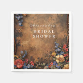 Rustikale, melancholische Herbst-Blumen-Hochzeitsd Serviette (Vorderseite)