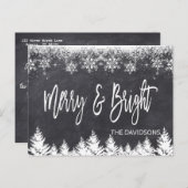 Rustikale Merry- und Bright-Karton-Typografie Ankündigungspostkarte (Vorne/Hinten)