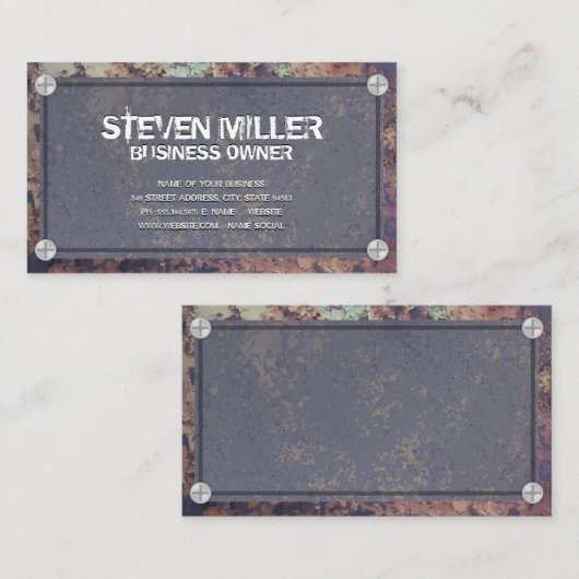 Rustikale Metallgrenze | Grungy Background Visitenkarte (Vorne/Hinten)