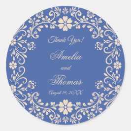 Rustikale mexikanische Blue Wedding Vielen Dank Runder Aufkleber