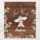 Rustikale mexikanische Silver Charro-Taufe Weinetikett (Einzelnes Label)