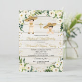 Rustikale mexikanische Twin Boy Baptisse & Dritter Einladung (Stehend Vorderseite)