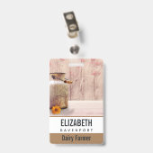 Rustikale Milch kann auf Holz landen Ausweis (Rückseite mit Clip)