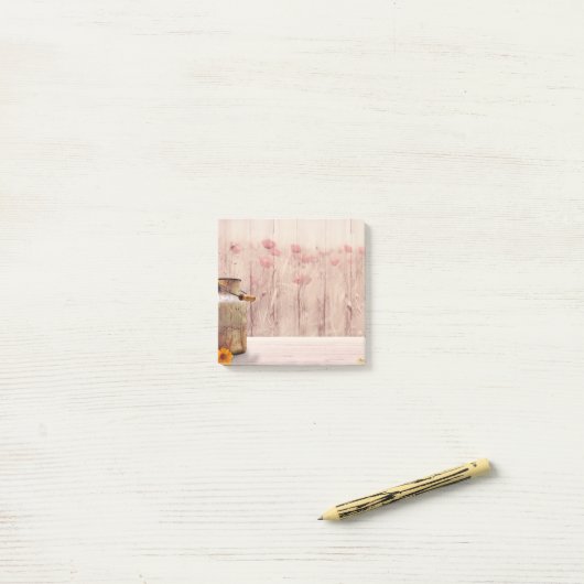 Rustikale Milch kann auf Holz landen Post-it Klebezettel (Auf Schreibtisch)