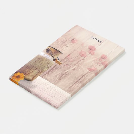 Rustikale Milch kann auf Holz landen Post-it Klebezettel (angewinkelt)