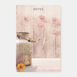 Rustikale Milch kann auf Holz landen Post-it Klebezettel