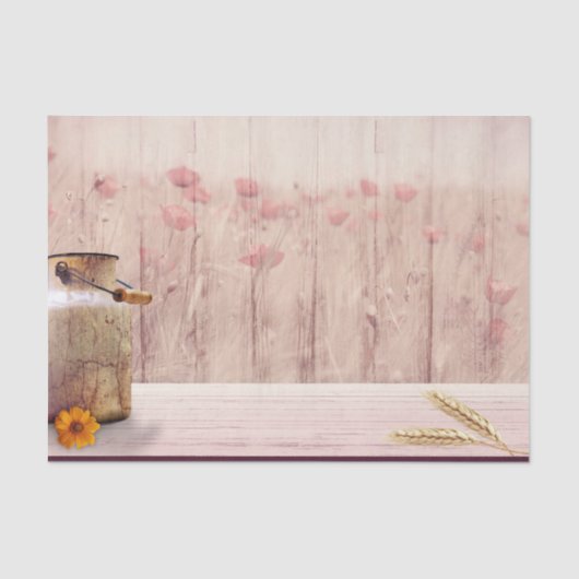 Rustikale Milch kann auf Holz landen Seidenpapier (Vorderseite)