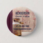 Rustikale Milch kann auf Holzwirtschaft landen Button (Vorderseite)