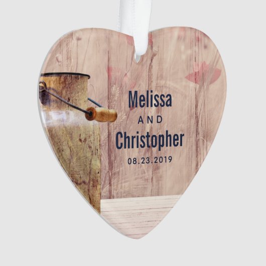 Rustikale Milch kann Hochzeit Ornament (Vorderseite)