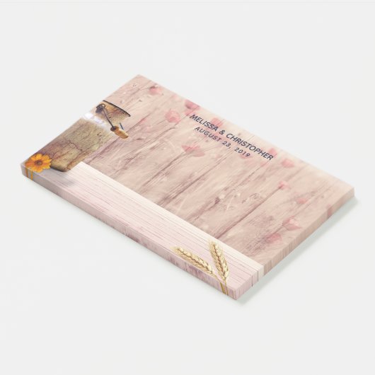 Rustikale Milch kann Hochzeit Post-it Klebezettel (angewinkelt)