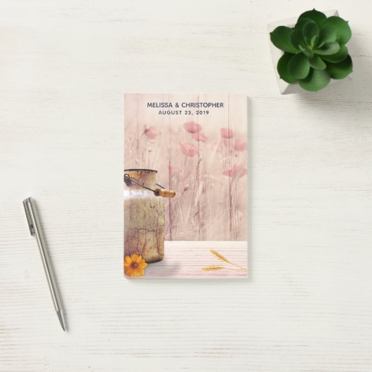 Rustikale Milch kann Hochzeit Post-it Klebezettel (Büro)