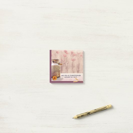 Rustikale Milch kann Hochzeit Post-it Klebezettel (Auf Schreibtisch)