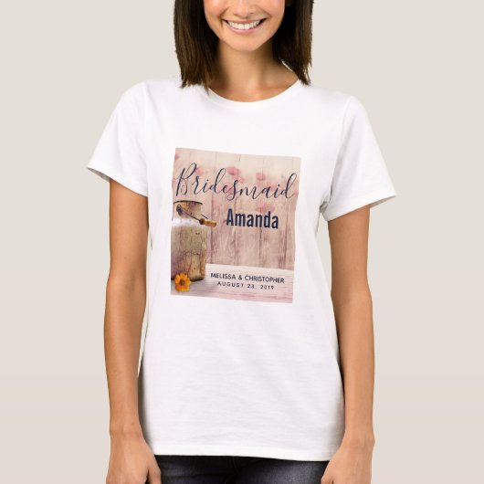 Rustikale Milch kann Land Hochzeit Bridesmaid T-Shirt (Vorderseite)