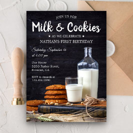 Rustikale Milch und Kekse 1. Geburtstag Party Einl Einladung