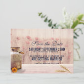 Rustikale Milchdose mit Weizen und Blume Hochzeit Save The Date (Stehend Vorderseite)