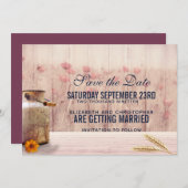 Rustikale Milchdose mit Weizen und Blume Hochzeit Save The Date (Vorne/Hinten)