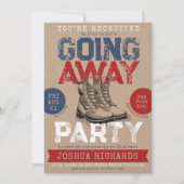 Rustikale Militärstiefel gehen weg vom Party Einladung (Vorderseite)