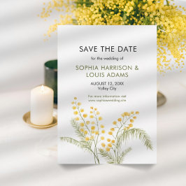 Rustikale Mimosa Blume Hochzeit speichern das Datu Save The Date