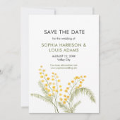 Rustikale Mimosa Blume Hochzeit speichern das Datu Save The Date (Vorderseite)