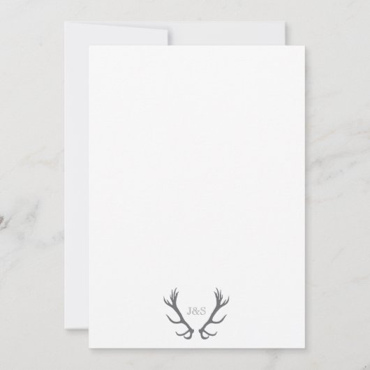 Rustikale Minimal-Antler & Einladung zur Hochzeit (Rückseite)