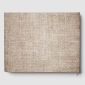 Rustikale Minimal Brown Burlap Linen Wedding Gästebuch (Rückseite)