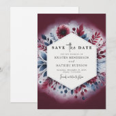 Rustikale Minimal-Burgundy-Hochzeit Save The Date (Vorne/Hinten)