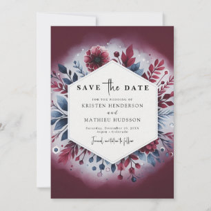 Rustikale Minimal-Burgundy-Hochzeit Save The Date