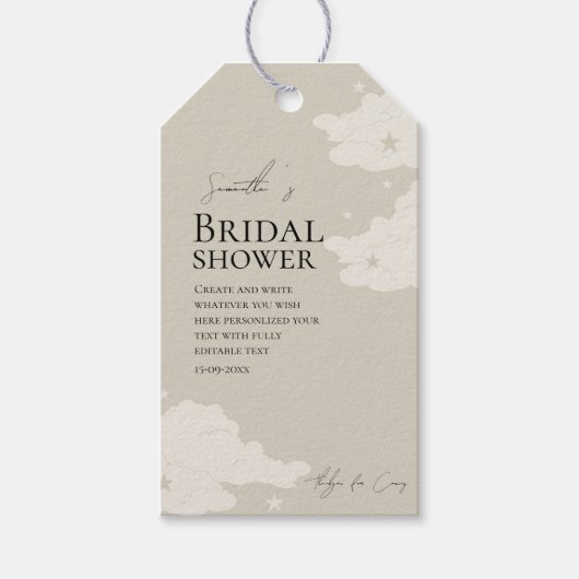 Rustikale Minimal Cloud Baby Dusche Danke Geschenkanhänger (Vorderseite)