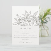 Rustikale Minimal Elegante Braun Sketch Hochzeit Dankeskarte (Stehend Vorderseite)