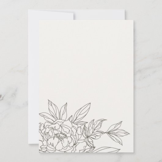 Rustikale Minimal Elegante Braun Sketch Hochzeit Einladung (Rückseite)